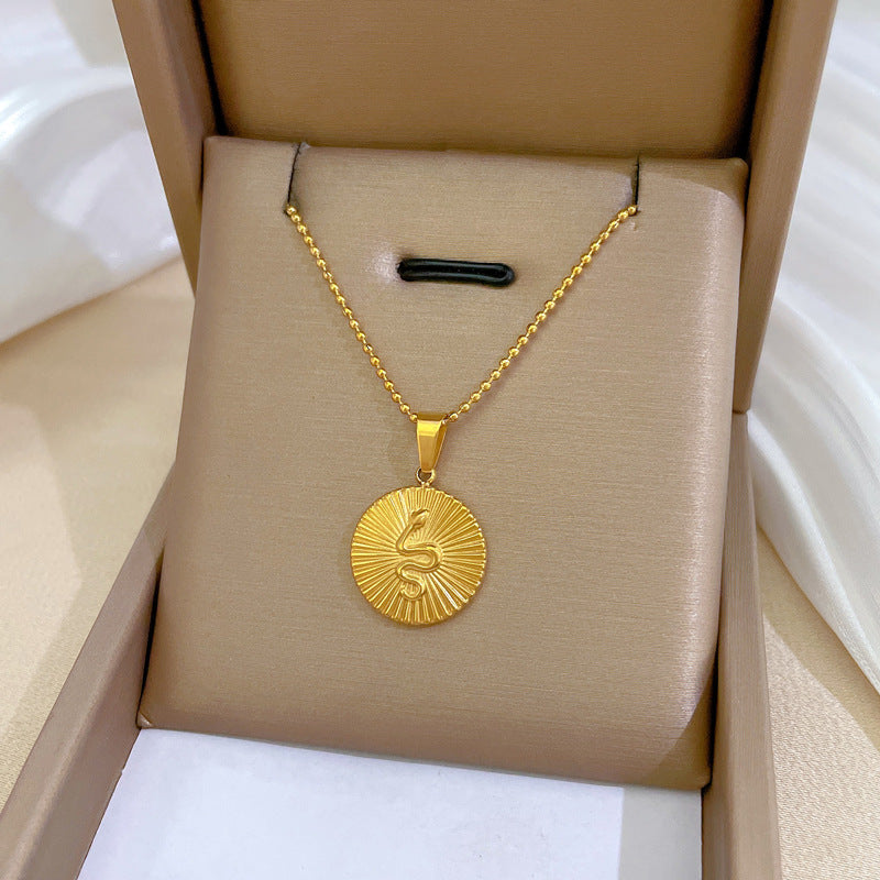 Collana a Catena Serpente Minimalista Geometrica in Acciaio Titanio con Placcatura in Oro per Donna e Uomo