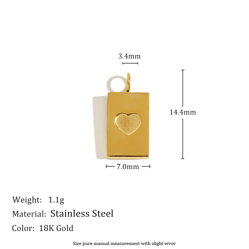 18K Gold Plated Drip Oil Heart Teardrop Floral Stainless Steel Charm Bar