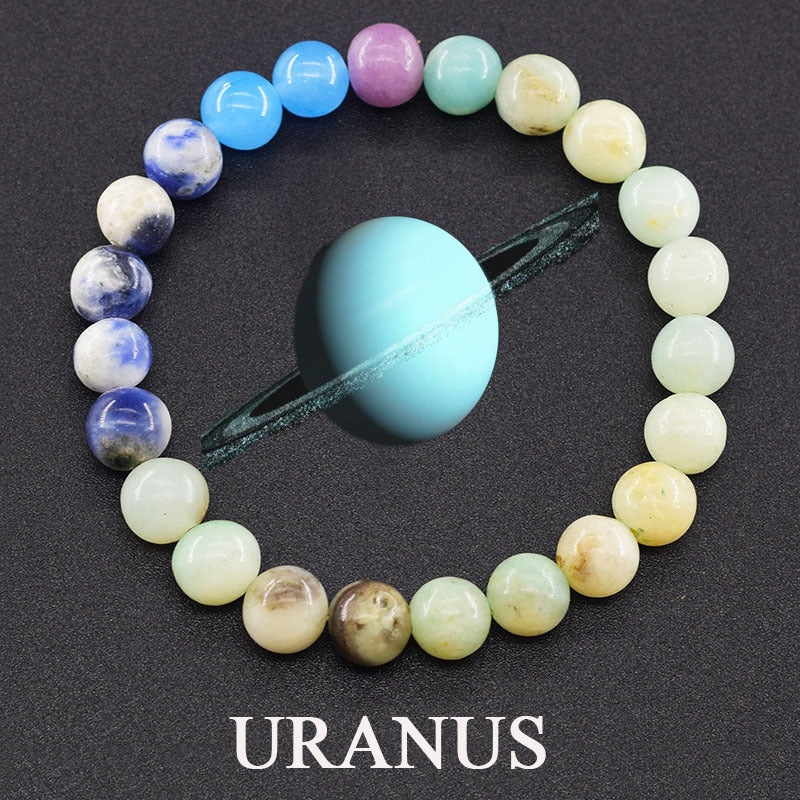 Classic Sweet Natural Gemstone Round Geometric Stretch Bracelet Unisex Jewelry Gift