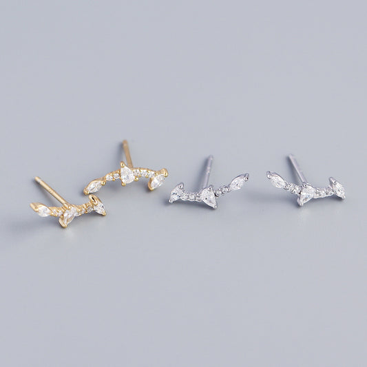 Elegantes pendientes de plata de ley 925 con forma de barra geométrica e incrustaciones de circonitas cúbicas