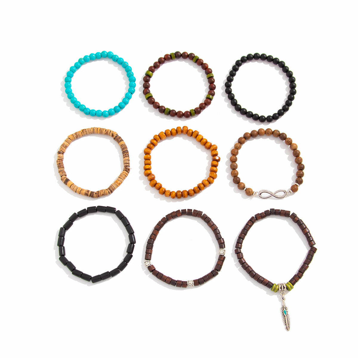 Ethnic Vintage Style Adjustable Beaded Bracelet with Turquoise Beads and Ox Charm in Alloy with Plated Finish