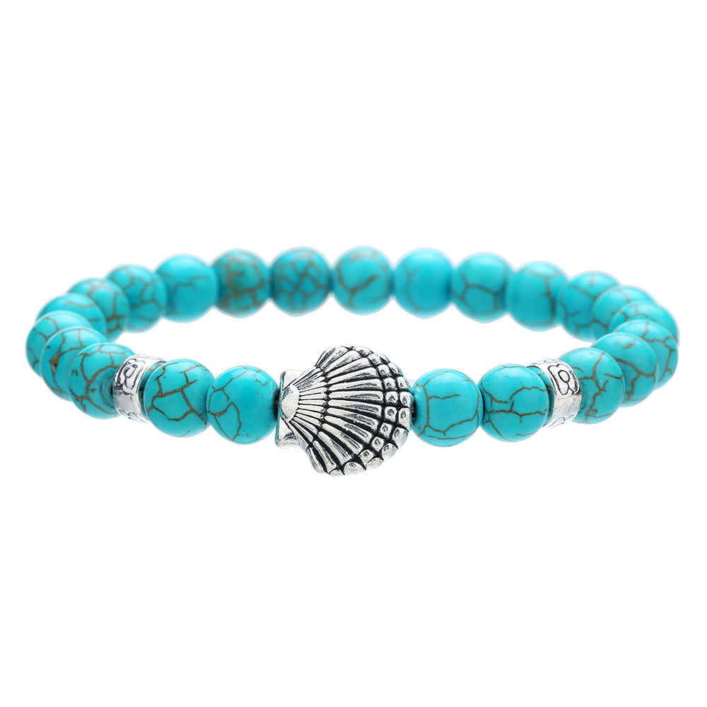 Bohemian Ethnic Geometric Round Alloy Turquoise Beaded Bracelet