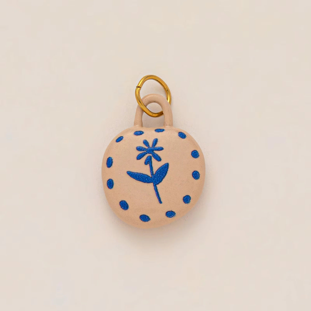 Vintage 18K Gold Plated Stainless Steel Moon Pendant Drip Oil Charm Bar