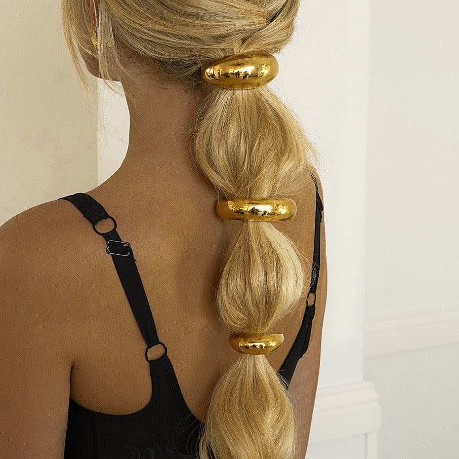Fermacapelli in Acciaio Inossidabile ad Alta Elasticità, Acciaio al Titanio, Finitura Liscia, Ferma Coda di Cavallo per Donna, Accessorio per Capelli in Stile Geometrico Moderno