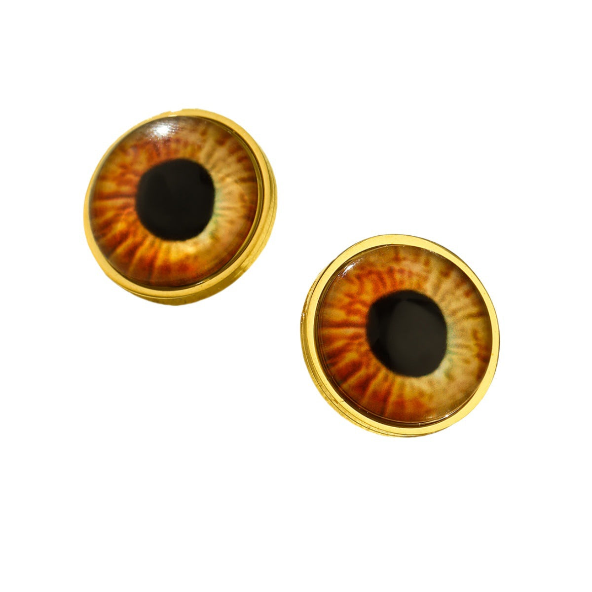 Pendientes de tuerca de acero de titanio con forma de ojo estilo Ins para mujer con incrustaciones de piedra natural y acabado chapado