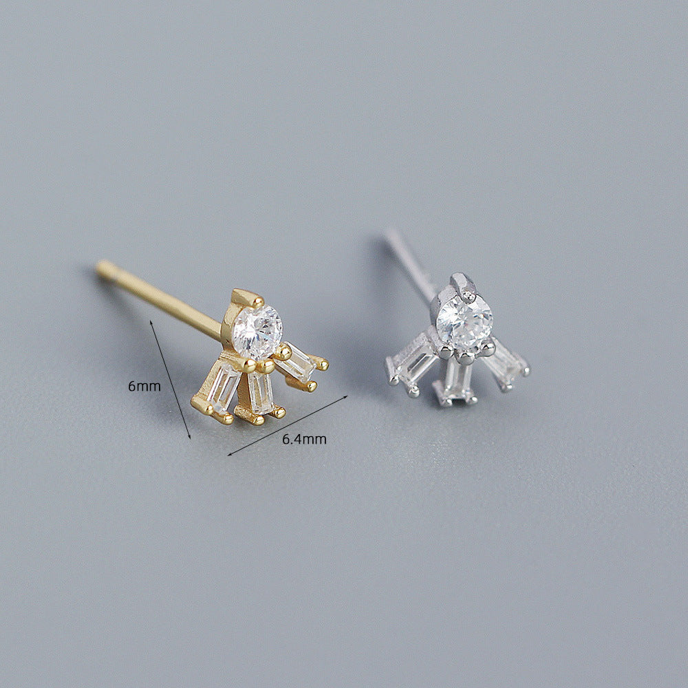 Orecchini minimalistici geometrici quadrati con zirconi cubici in argento sterling 925