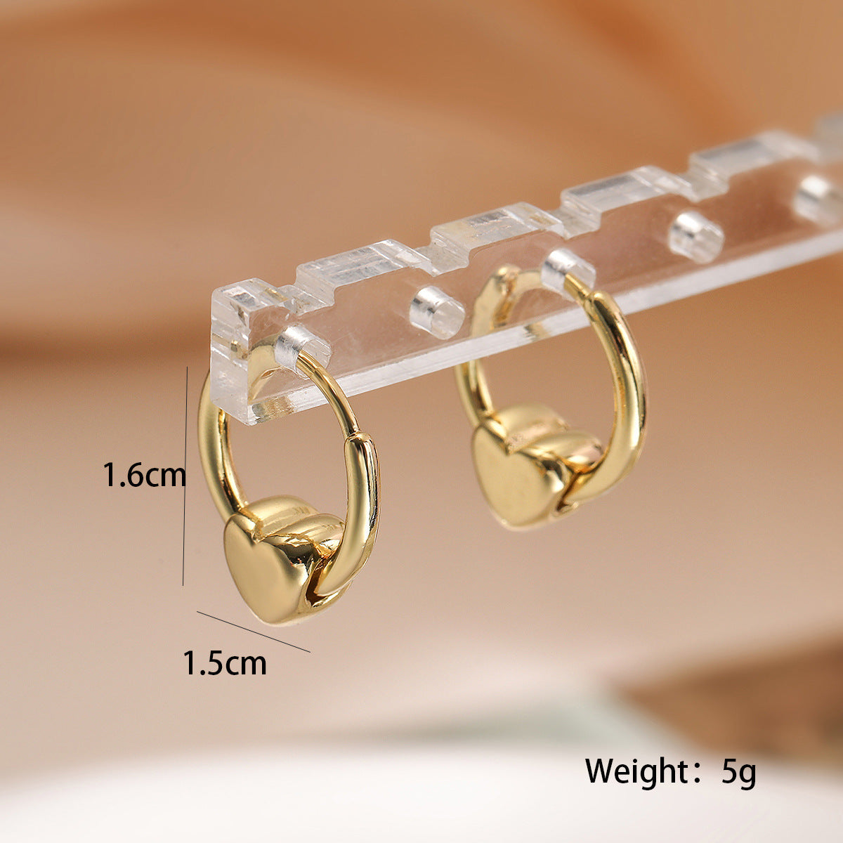 Minimalist Heart-Shaped Copper Earrings with 18K Gold Plating and Micro-Pave Zirconia for Women