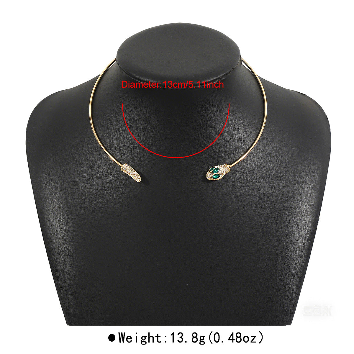 Hip Hop Animal Shape Snake Design Rhinestone Accent Choker Necklace for Women