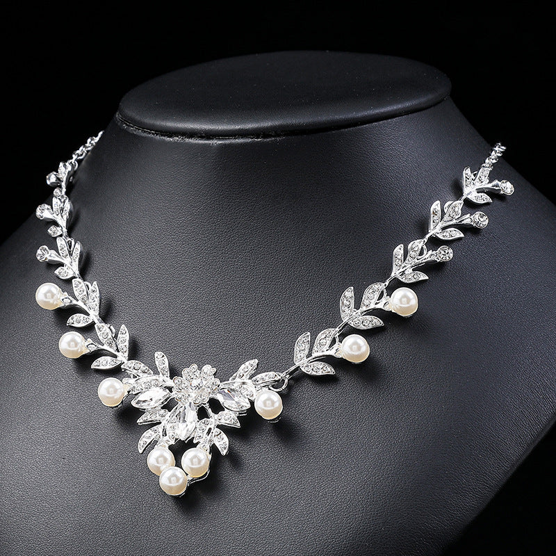 Chanel-Inspired Floral and Botanical Alloy Necklace Set with Pendant, Earrings, and Delicate Chain for Women Wedding and Formal Occasions