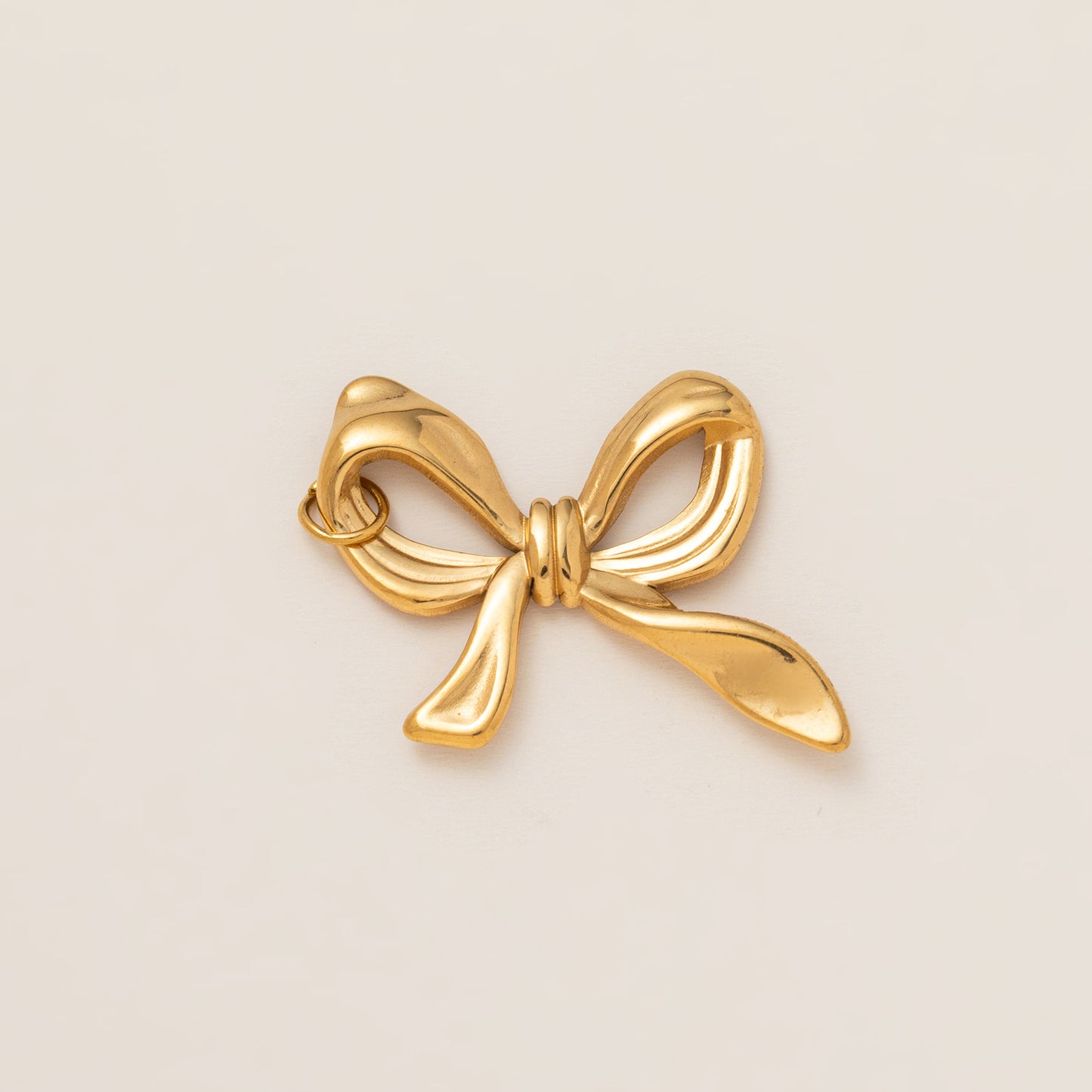 Minimalist 18K Gold Plated Geometric Round Titanium Steel Bowknot Pendant Necklace