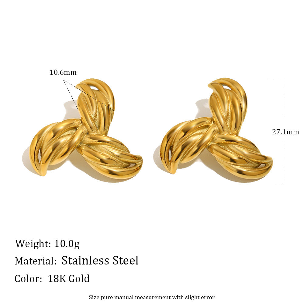 Unique Geometric Stainless Steel Gold Plated Asymmetric Earrings for Women