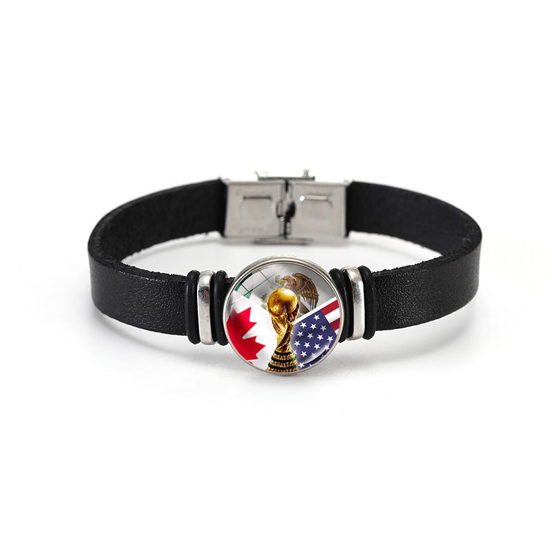 Geometric Plated Leather Bracelet Unisex Fashion Bangle
