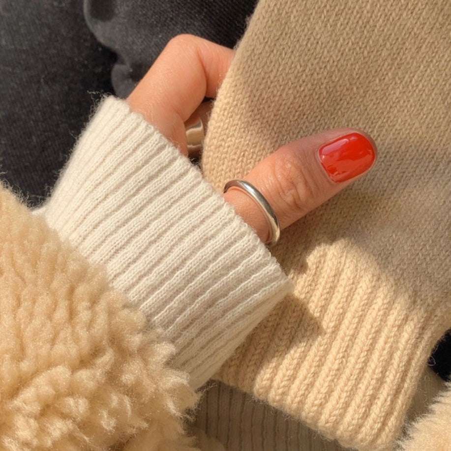 Minimalist 925 Sterling Silver Polished Geometric Round Line Ring
