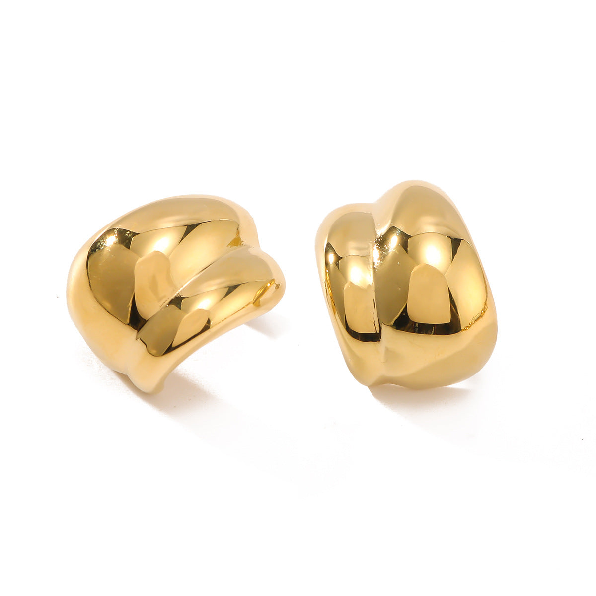 Orecchini a cerchio a C minimalisti geometrici in acciaio inossidabile con placcatura sottovuoto in oro 18 carati da donna