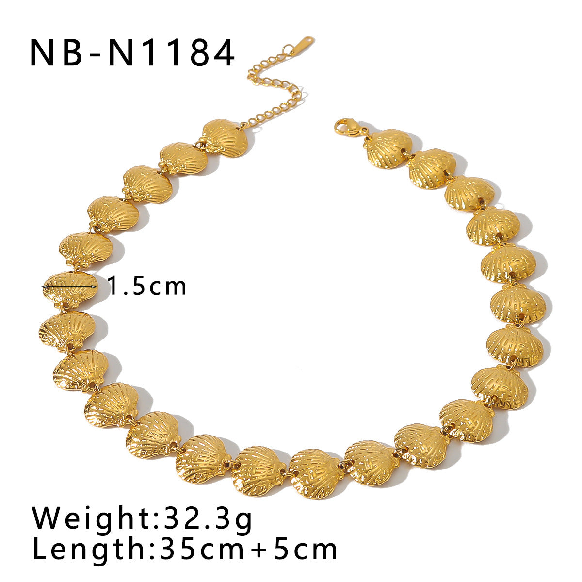 Minimalist Geometric Shell Pendant Necklace for Women in Stainless Steel with 18K Gold Plating