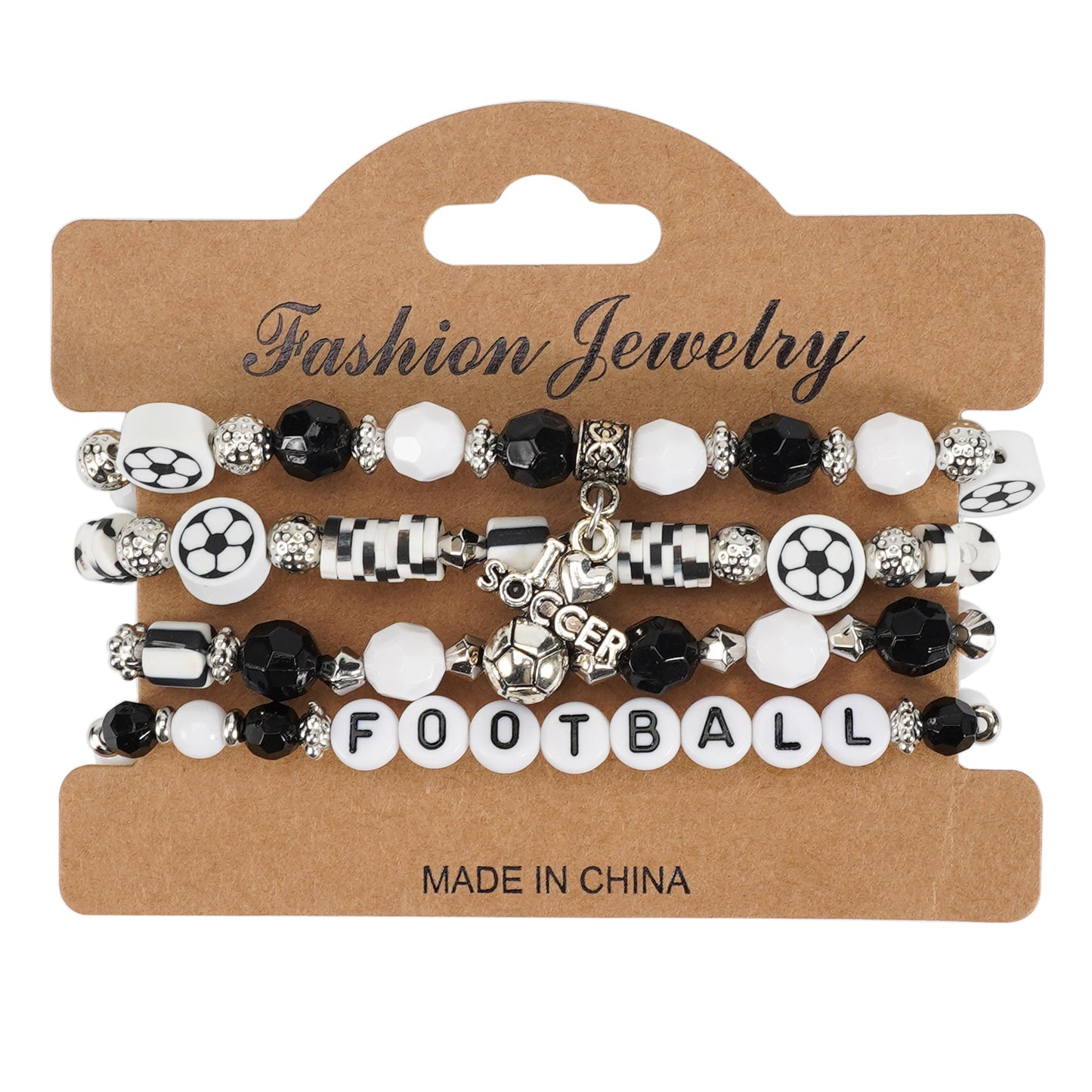 Unisex Sports Ball Charm Bracelet Set Glass Basketball Football Baseball Volleyball Elements