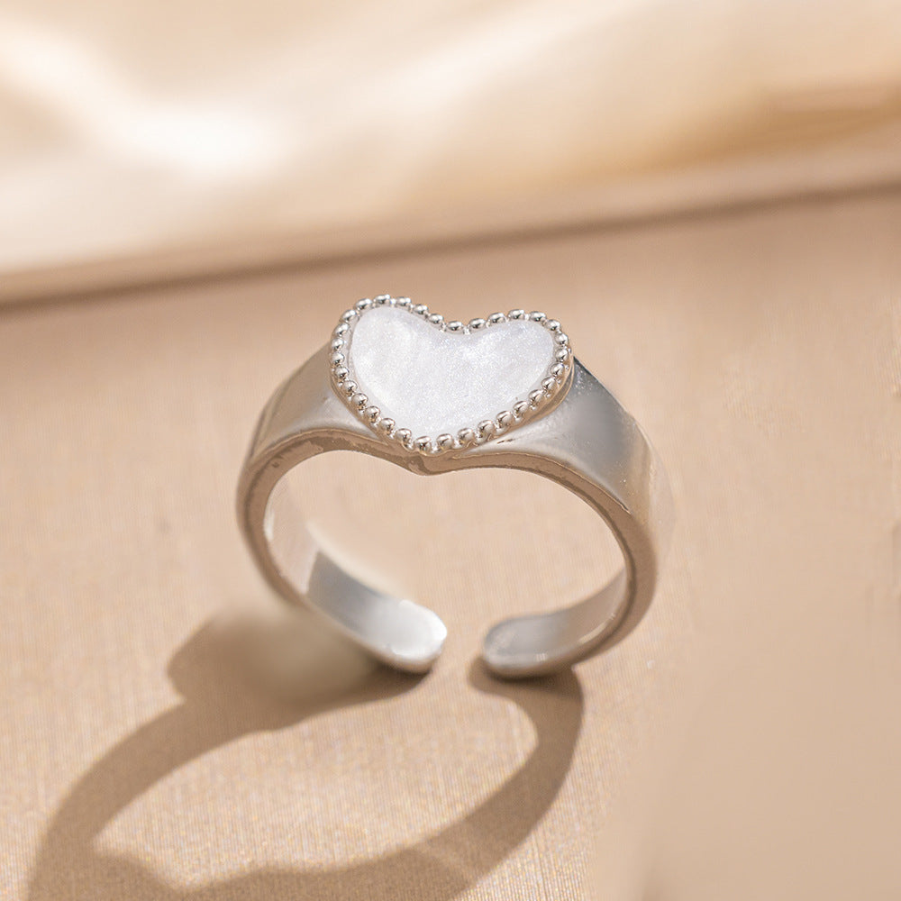 Luxury Minimalist Adjustable Open Ring for Women with Gold-Plated Copper Band and Zircon Stone Accent in Heart and Floral Shape