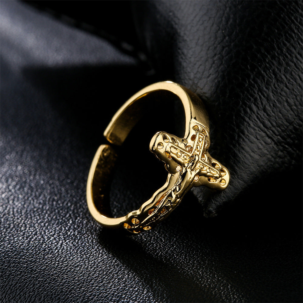 Anello Aperto Geometrico Minimalista in Rame Placcato Oro 18K, Unisex