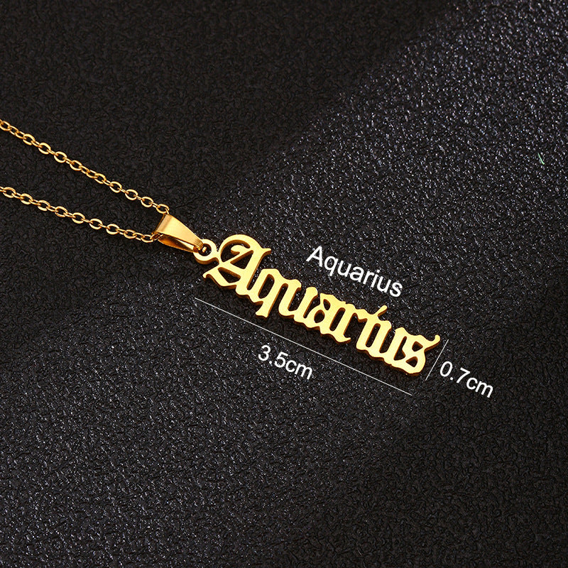 Zodiac-Themed Stainless Steel Pendant Necklace with Titanium Steel Charm and Electroplated Finish for Unisex Wear