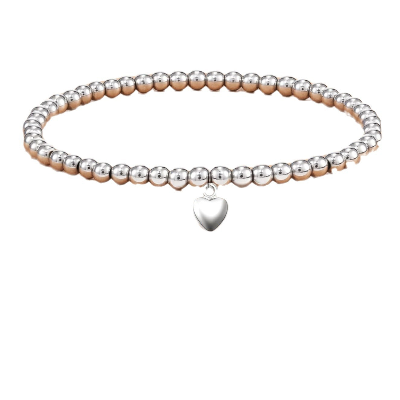 Minimalist Geometric Round Bead Bracelet Silver Plated Ball Chain Unisex Elastic Bangle