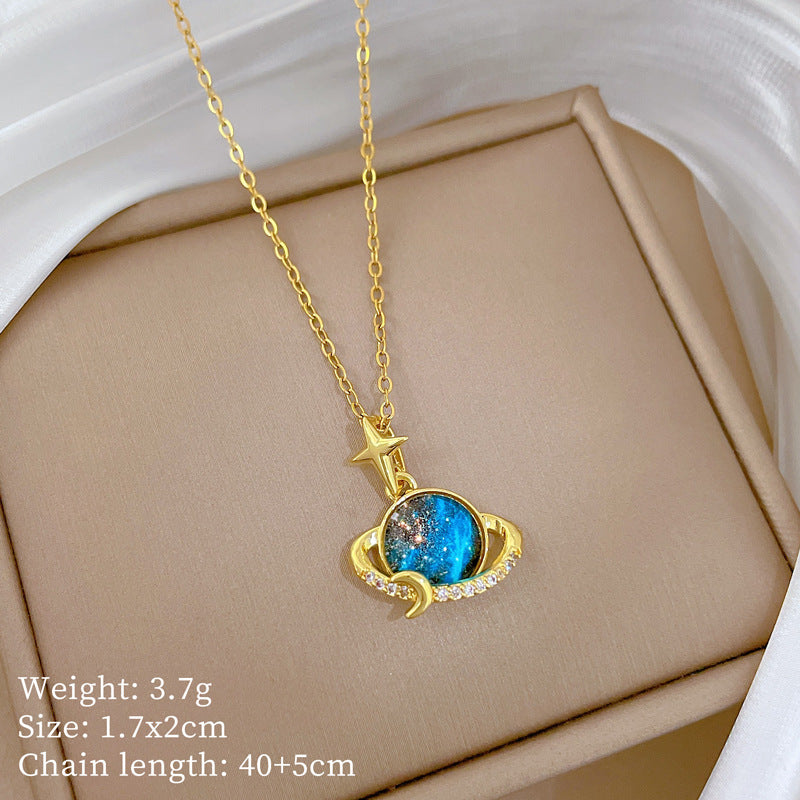 Sweet Minimalist Cross Micro-Inlaid Cubic Zirconia Brass Pendant Titanium Steel Necklace for Unisex
