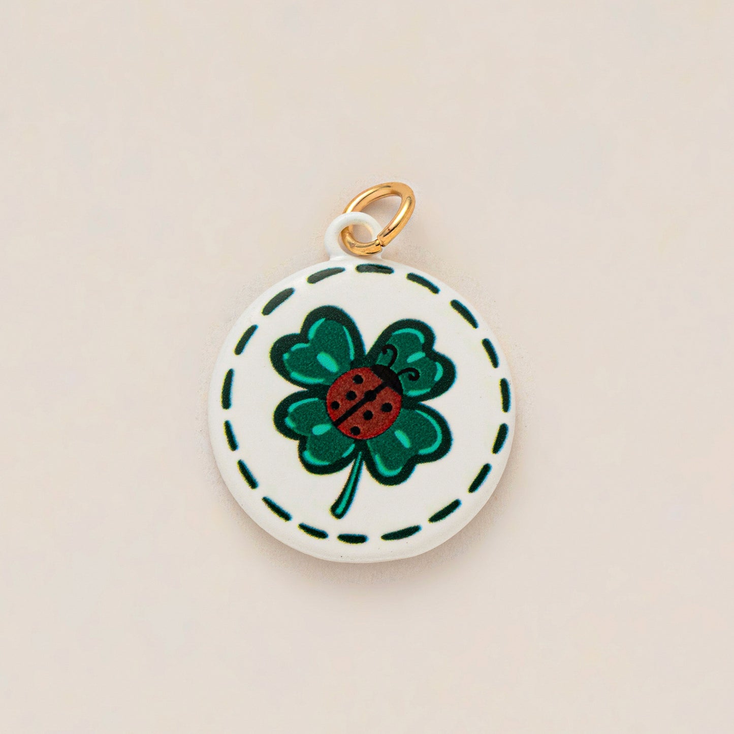 Casual Drip Oil Plated Brass Heart Leaf Ladybug Pendant Necklace for Unisex