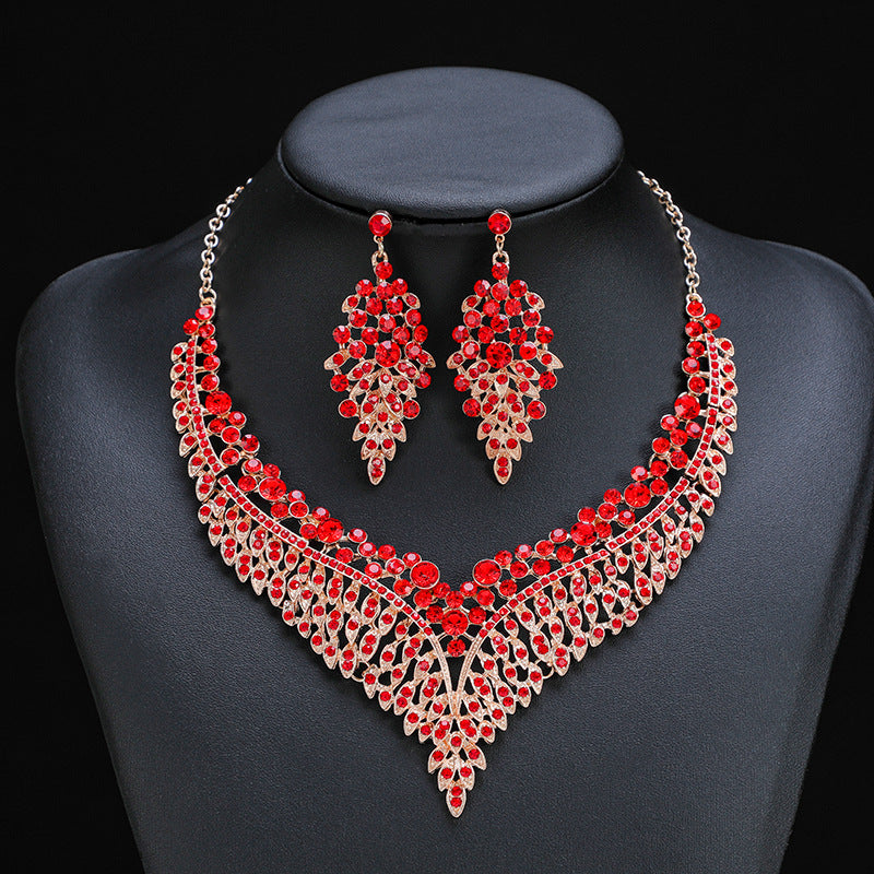 Vintage Floral Alloy Choker Necklace Set with Fan and Abacus Motifs Electroplated Short Pendant and Earrings for Women