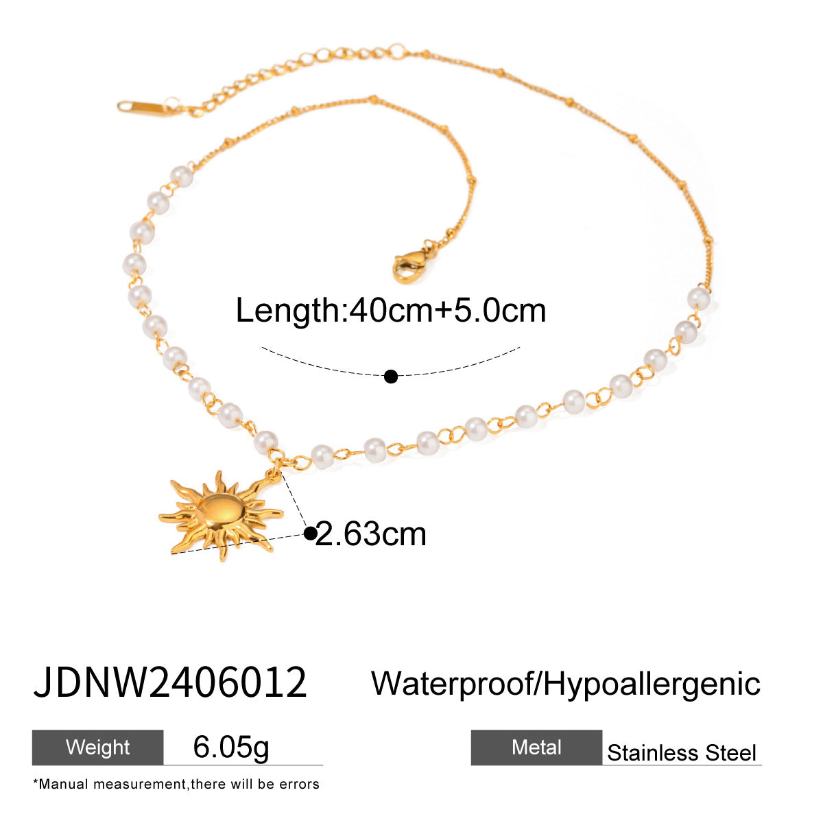Elegant Stainless Steel Pearl Necklace Geometric Titanium Steel Pendant Plated Chain for Women
