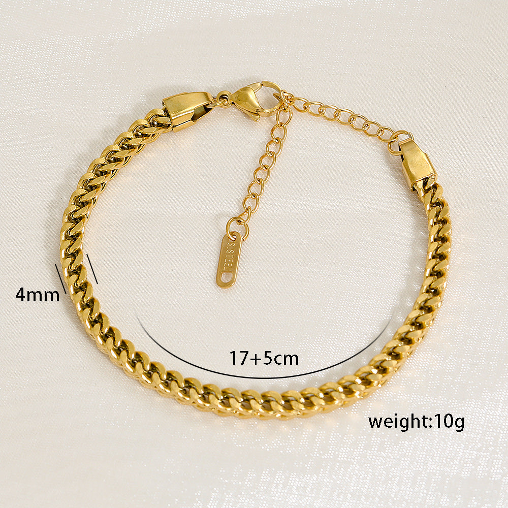 Pulsera Minimalista en V de Acero Inoxidable con Baño de Oro de Doble Fila para Hombres y Mujeres con Acentos Hip-Hop y Retro