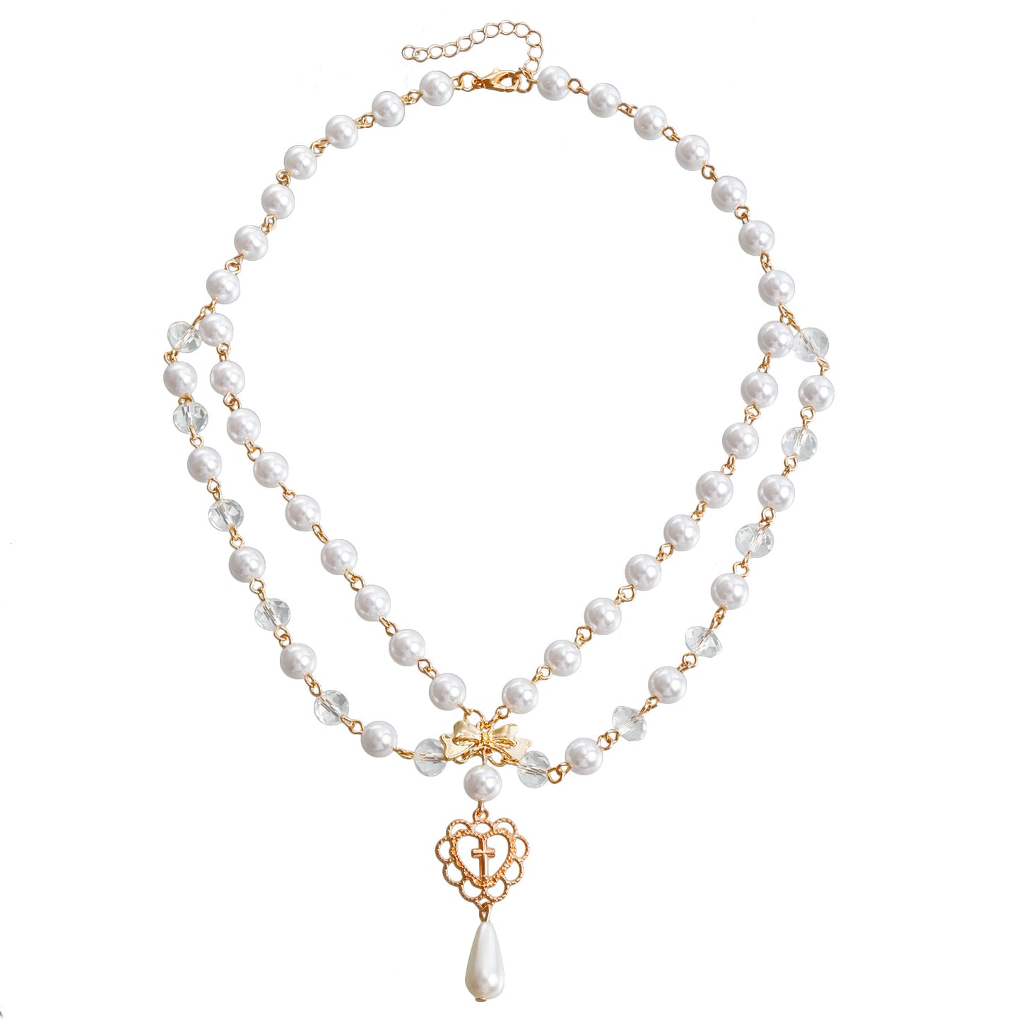 Minimalist Geometric Cross Pendant Necklace for Women with Alloy Chain and Rhodium Plating