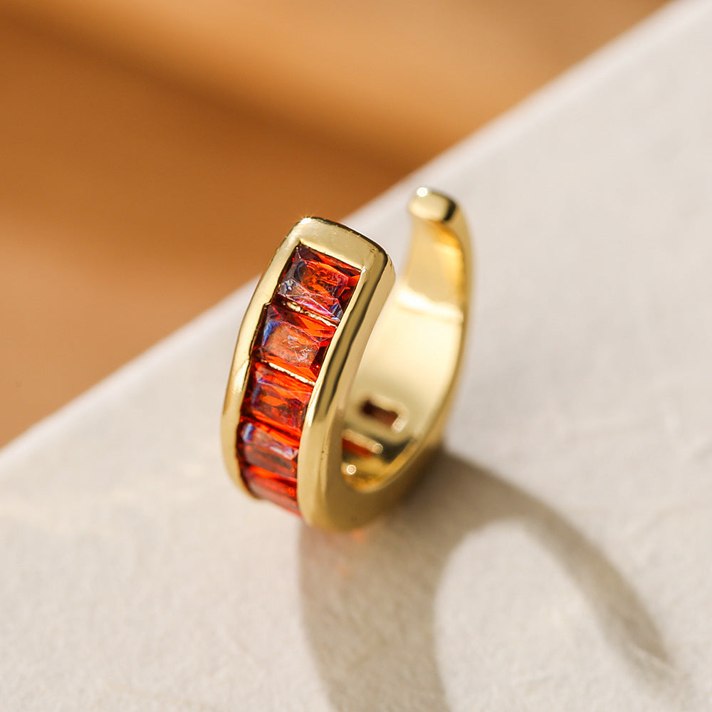 Minimalist U-Shaped Copper Earrings with 18K Gold Plating and Micro-Paved Zirconia for Women
