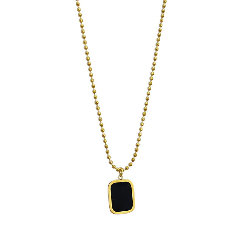 Minimalist Square Geometric Titanium Steel Necklace with Stainless Steel Pendant for Women