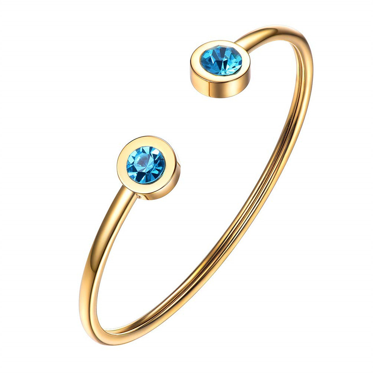 Pulsera minimalista geométrica de acero inoxidable con piedra de nacimiento de diciembre para mujer