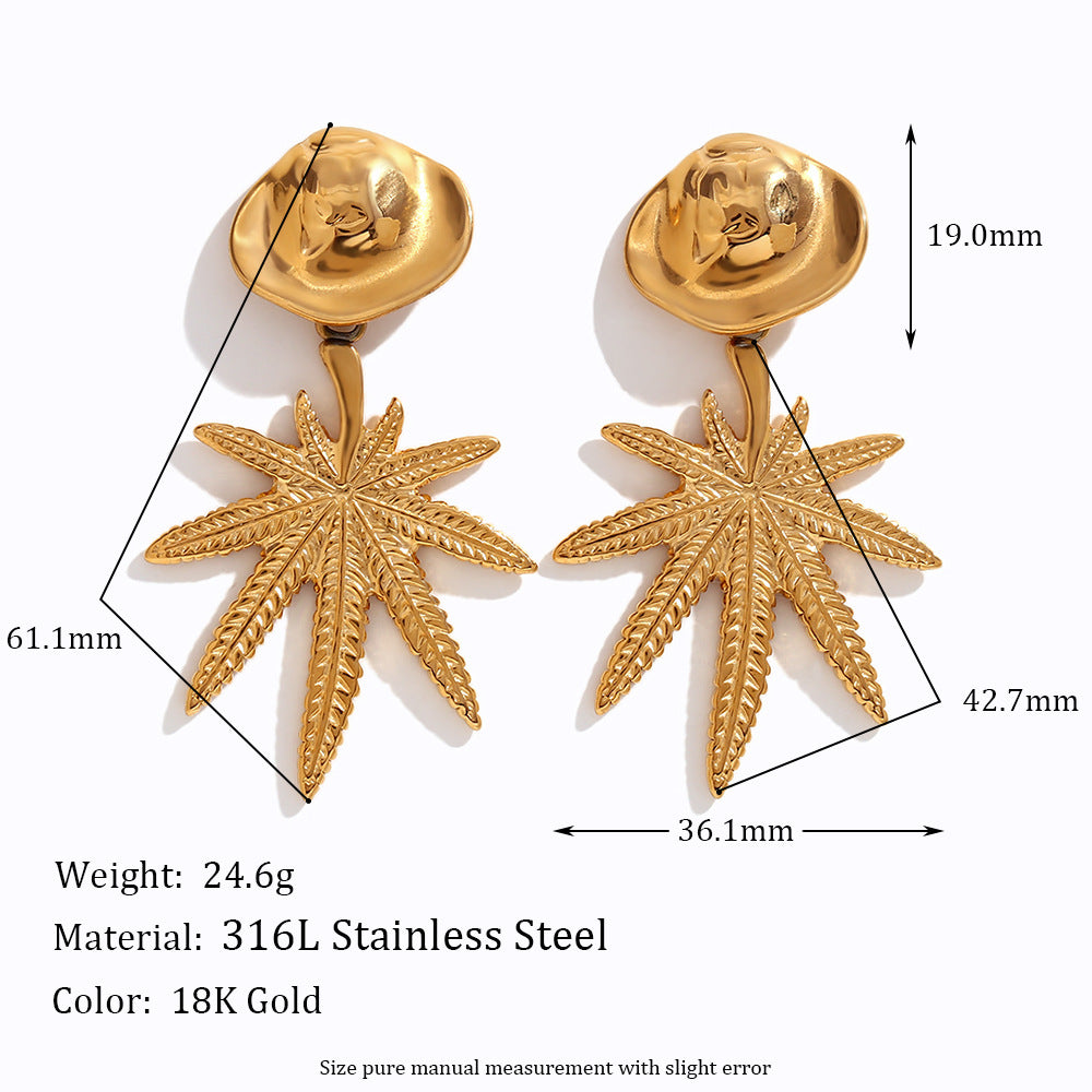 Orecchini Pendenti Minimalisti in Acciaio Inox Placcati Oro 18K a Forma di Cocco Irregolare Geometrico per Donna