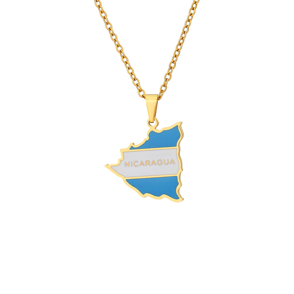 Collar con colgante de esmalte geométrico vintage de acero de titanio con cadena tipo O para unisex
