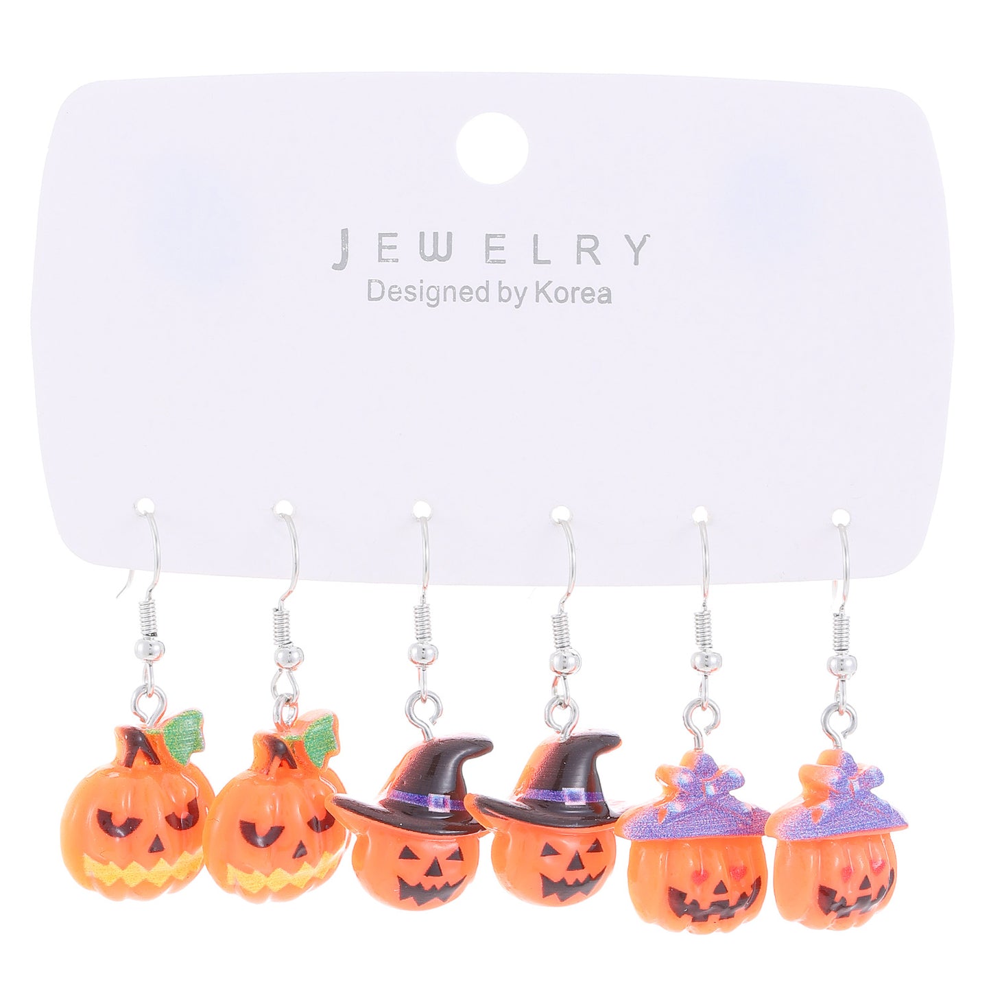 Orecchini Fantasma Zucca di Halloween da Donna con Struttura in Resina e Finitura Smaltata, Design a Forma Geometrica con Motivi Festivi