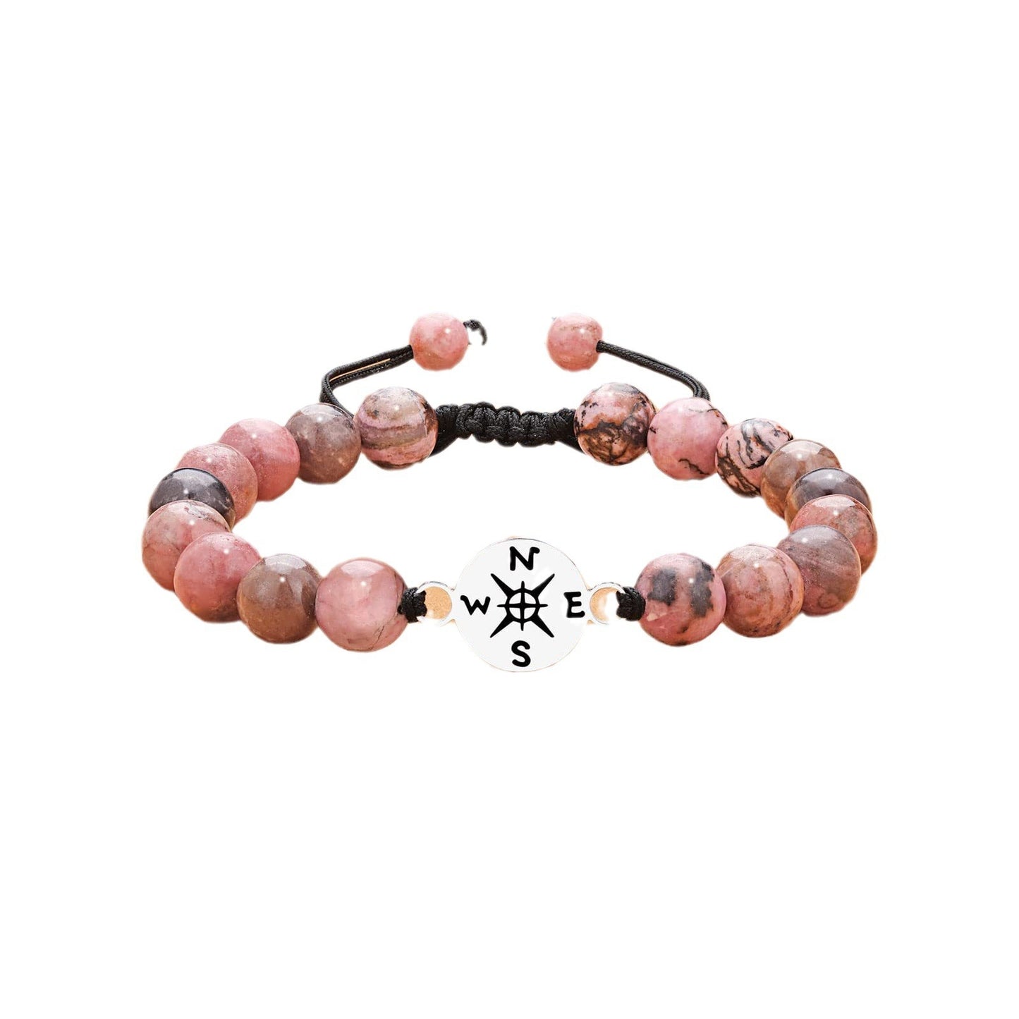 Minimalist Handmade Braided Zebra Print Turquoise Compass Bracelet Unisex