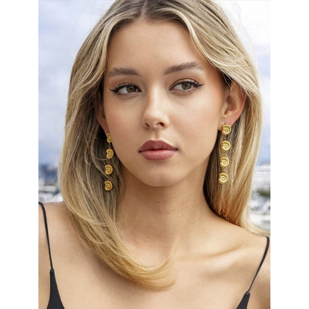 Collar con colgante de concha marina de acero inoxidable chapado en oro de 18 quilates estilo Ins para mujer, ideal para la playa en verano