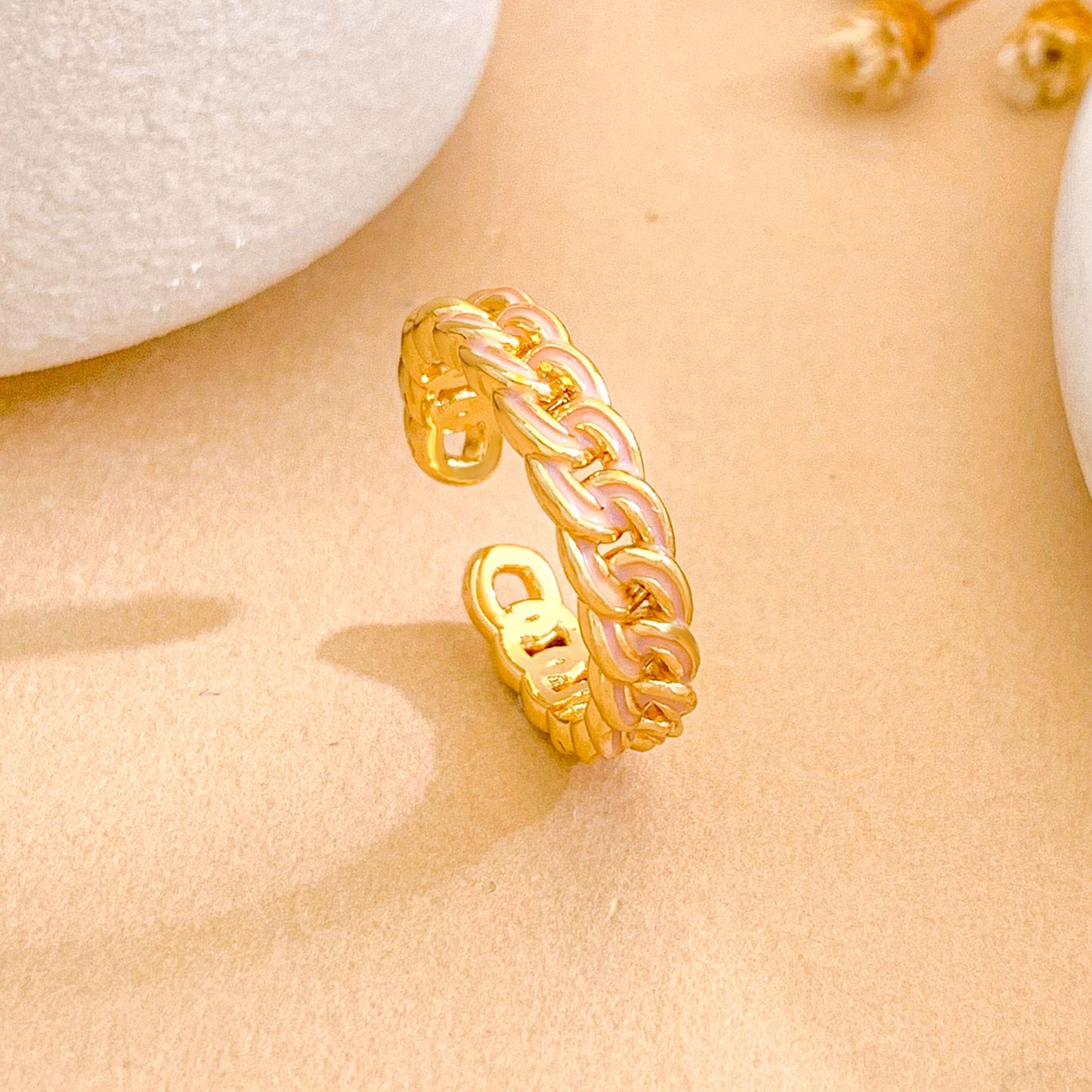 Minimalist Elegant Gold Plated Brass Rope Weave Heart Butterfly Bow Adjustable Ring for Women