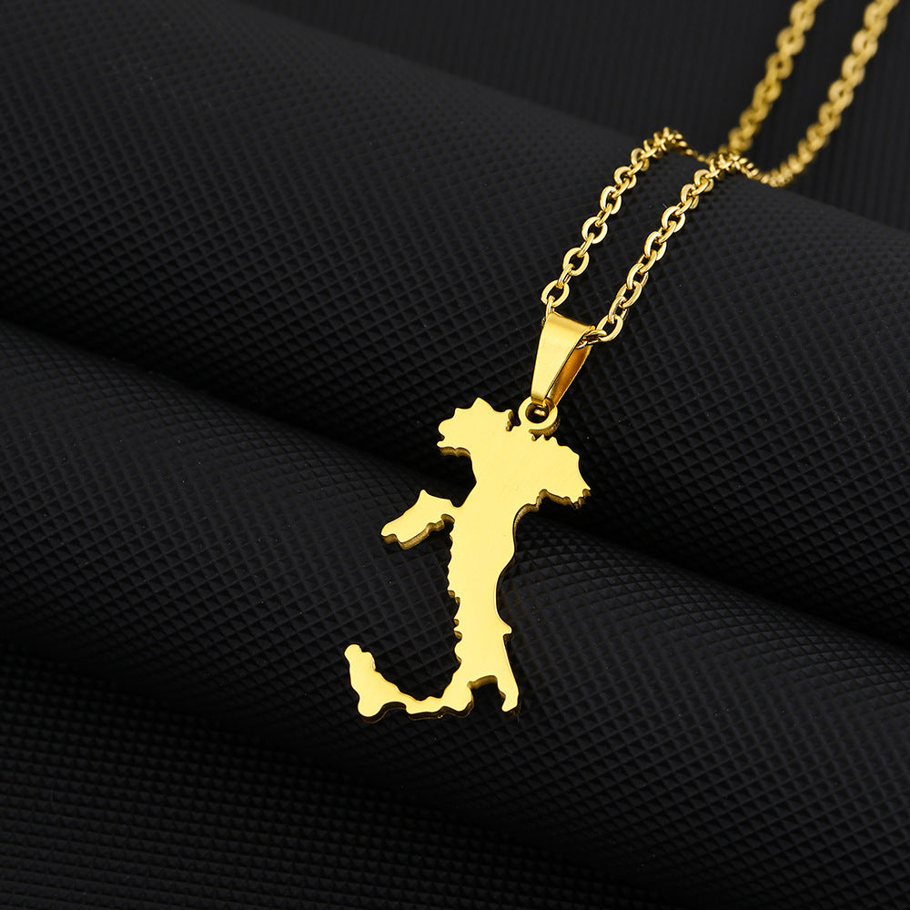 Collana con ciondolo geometrico minimalista in acciaio inossidabile con finitura smaltata per donna e uomo