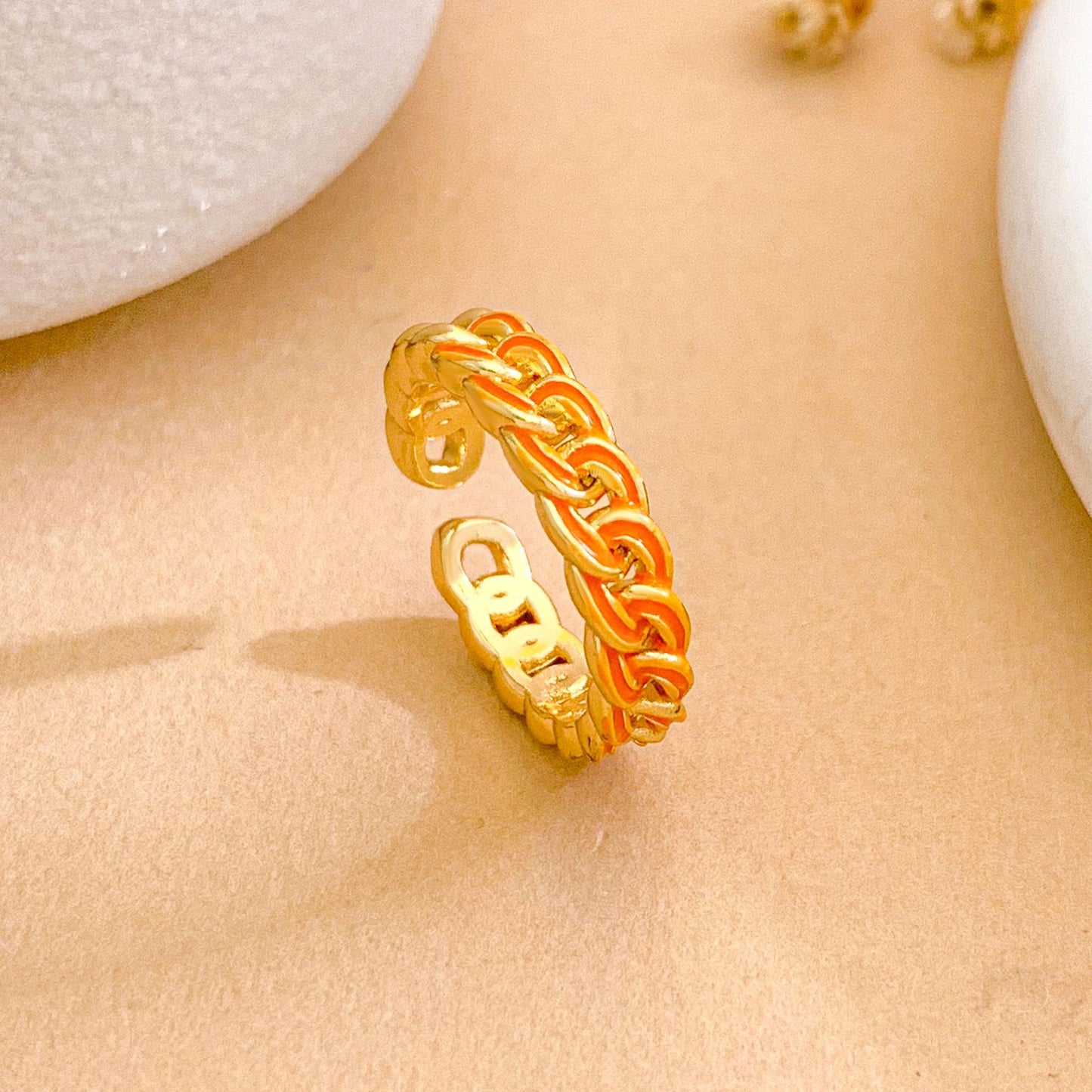 Minimalist Elegant Gold Plated Brass Rope Weave Heart Butterfly Bow Adjustable Ring for Women