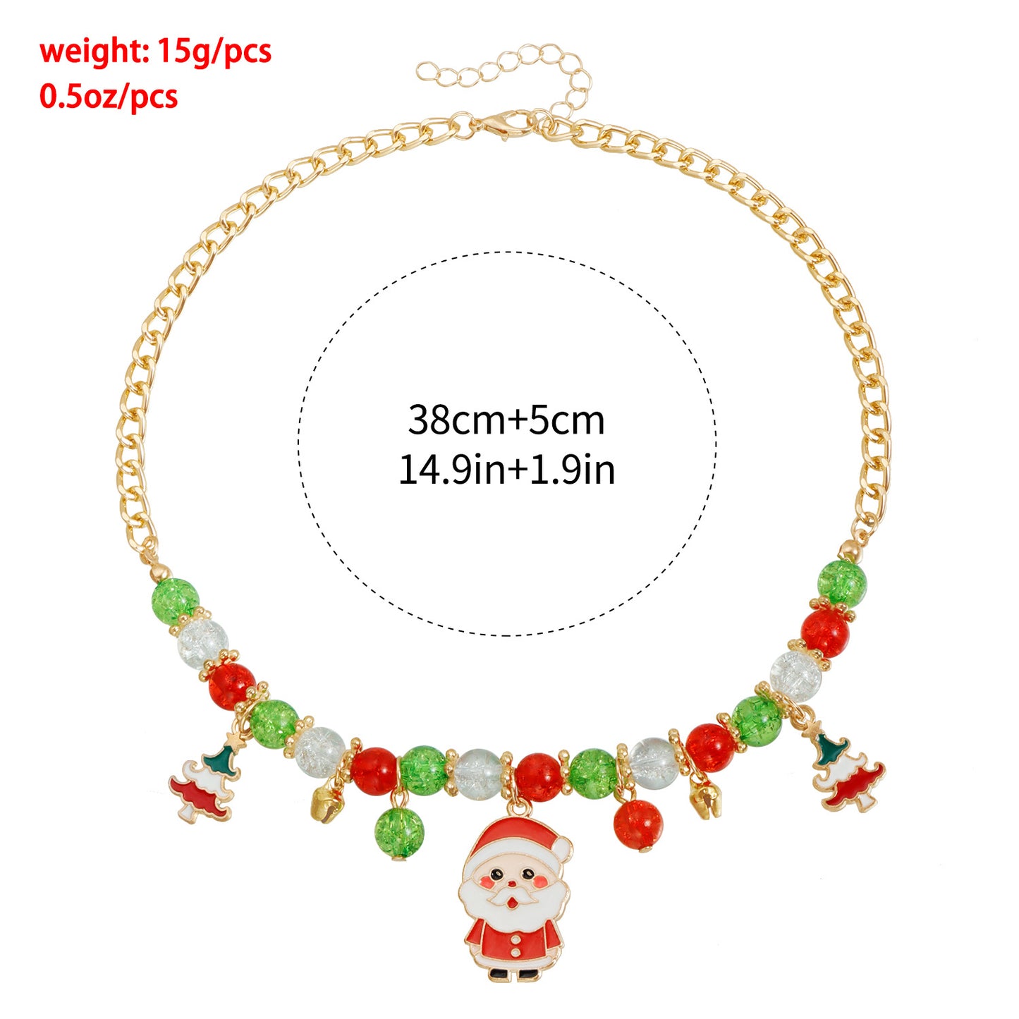 Festive Christmas Santa Pendant Necklace for Women Alloy Geometric Choker with Plated Finish Holiday Gift