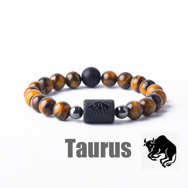 Classic Unisex Natural Stone Zodiac Beaded Bracelet