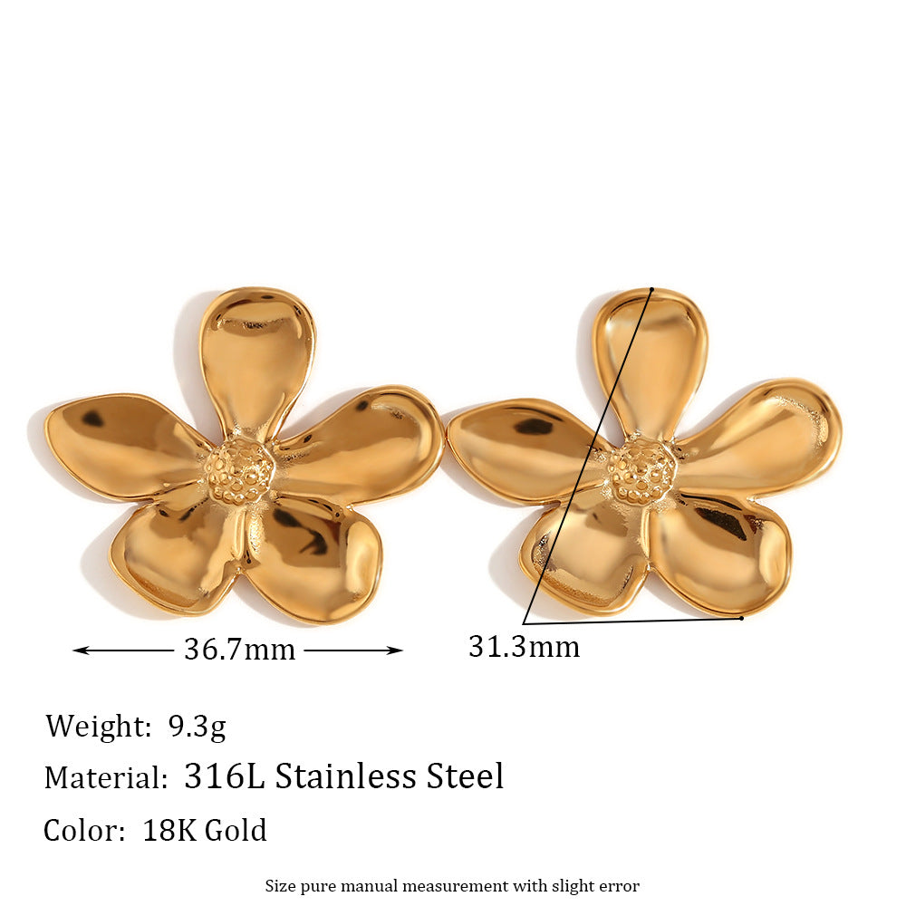 Orecchini in acciaio inossidabile geometrici d'ispirazione vintage con placcatura in oro 18 carati da donna