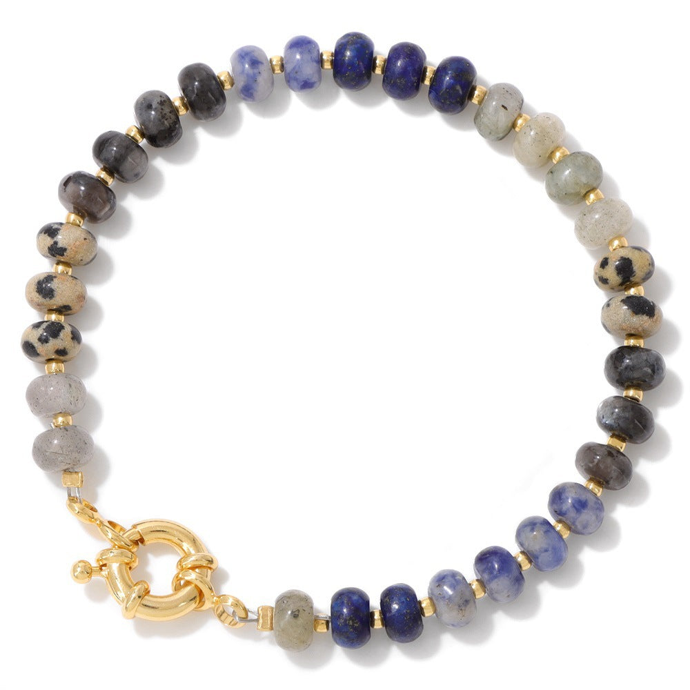 Sweet Elegant Geometric Gemstone Beaded Bracelet for Women with OT Clasp