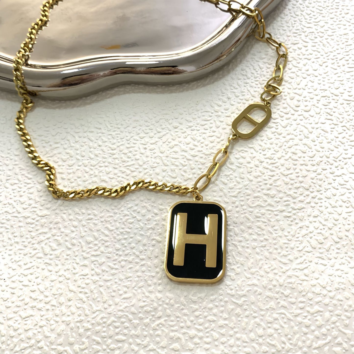 Hip-hop Sporty Letter Square Titanium Steel Plated Necklace Unisex