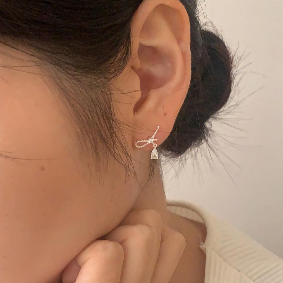 Minimalist Sweet 925 Sterling Silver Plated Geometric Letter Stud Earrings with Cubic Zirconia