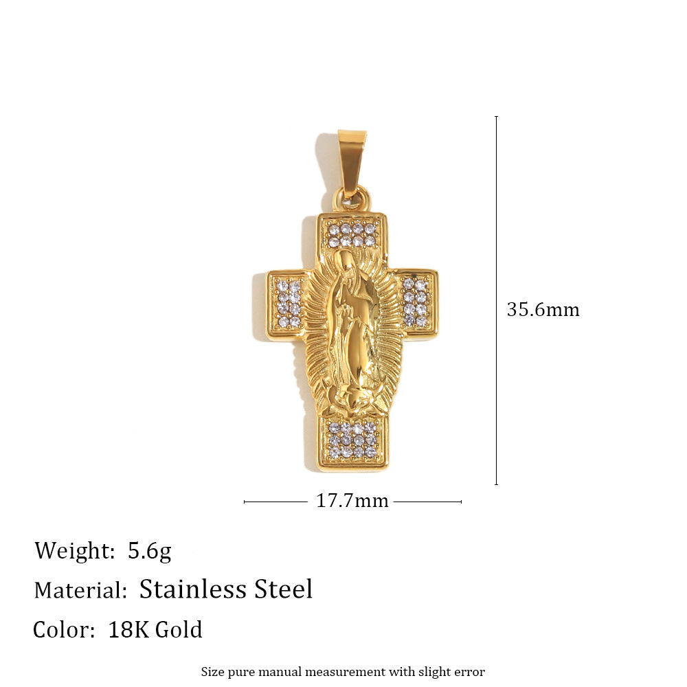 18K Gold Plated Stainless Steel Animal Bee Coin Shell Cubic Zirconia Pendant Charm Bar