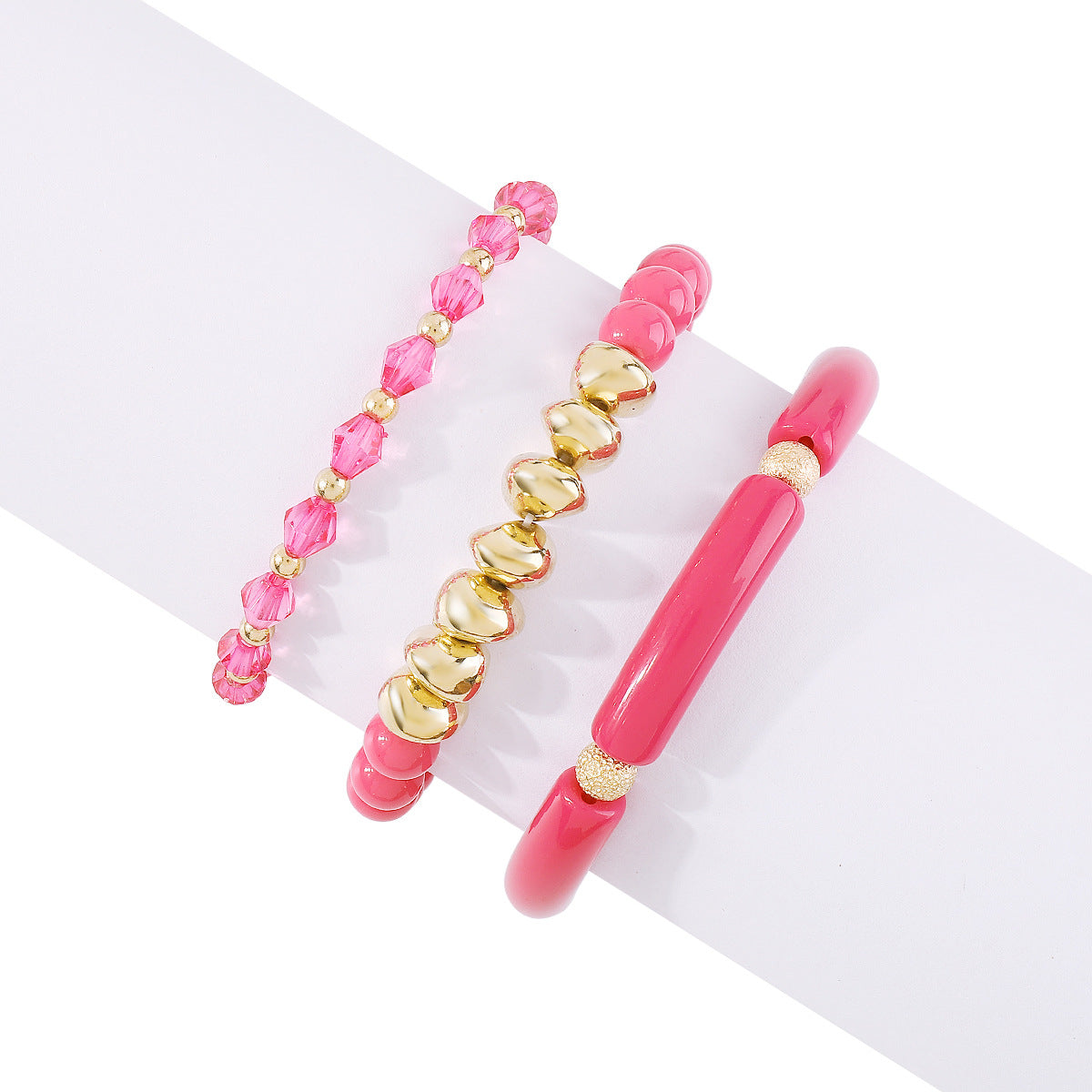 Juego de pulseras trenzadas estilo bohemio minimalista y dulce-dopamina con aleación y cuentas de diseño geométrico