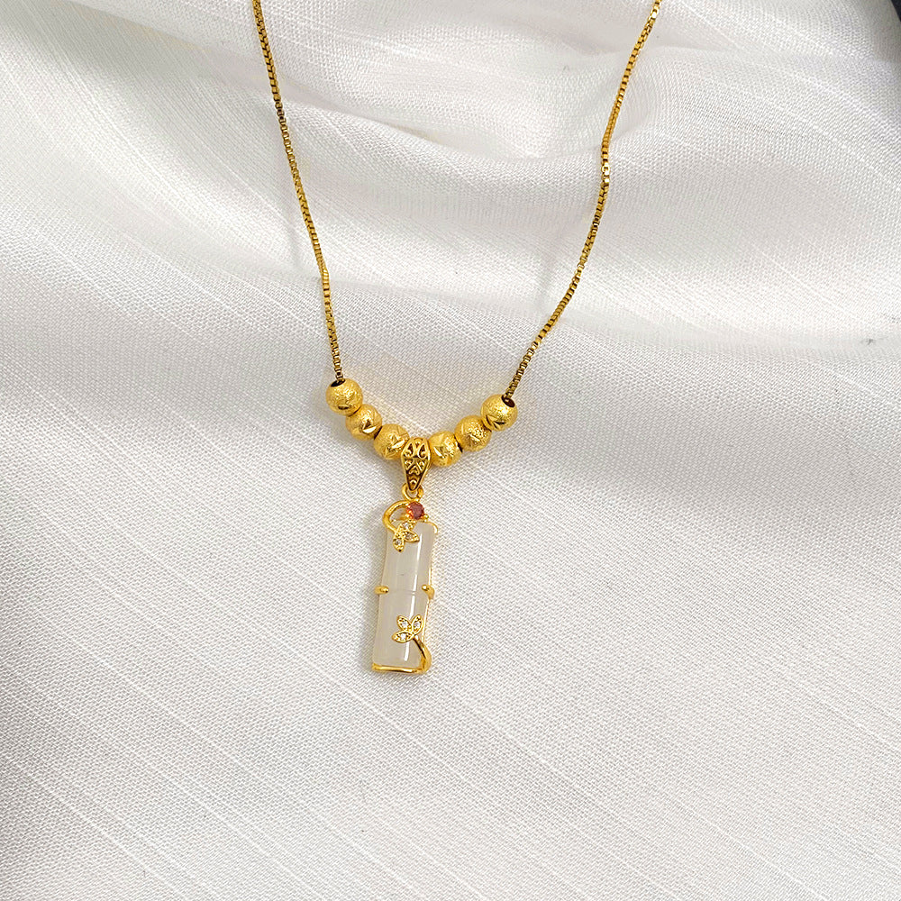Original Design Irregular Pendant Necklace for Women in Titanium Steel with Plated Gold Finish